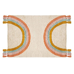 Atmosphera Tapis enfant rectangulaire à pompons Arc en ciel - 100 x 150 cm - Multicolore
