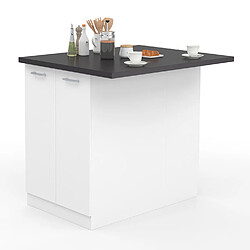 Idmarket MARKET Ilot IVO 120 cm - Blanc et Gris