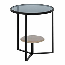 BigBuy Home Table d'appoint Noir Naturel Verre Fer 45 x 45 x 50 cm