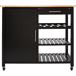 Pegane Desserte de cuisine en bois coloris noir, naturel - Longueur 87,5 x Profondeur 48 x Hauteur 100 cm