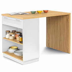 Idmarket Ilot VITO 130 cm Blanc Bois