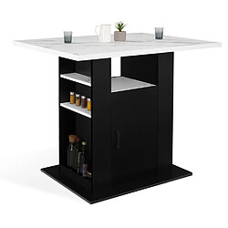 Idmarket MARKET Ilot UGO - Marbre et Bois Noir