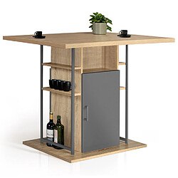 Idmarket Ilot UGO 110 cm Bois Gris