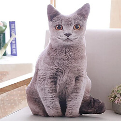 Coussin peluche chat réaliste - Gris
