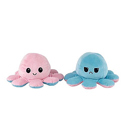 Peluche pieuvre réversible doudou - Rose et bleu