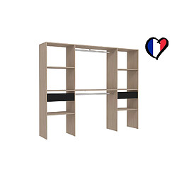 Avis Concept Usine Grand dressing bois avec 2 penderies, 6 étagères et 2 tiroirs ELYSEE