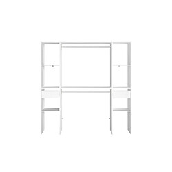 Concept Usine Dressing blanc 6 étagères, 2 tiroirs, 2 penderies 180 x 40 x 180 cm ELYSEE