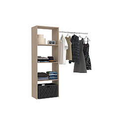 Concept Usine Dressing bois avec 3 étagères et une penderie : 160 x 40 x 180 cm ELYSEE