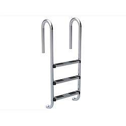 Habitat Et Jardin Echelle de piscine en acier inoxydable - 3 marches Échelle pour piscine enterrée - 3 marches antidérapantes - Acier inoxydable - Ancrages inclus