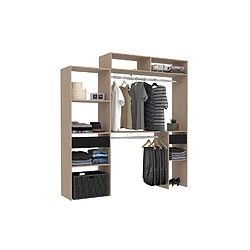 Concept Usine Dressing bois extensible avec 2 penderies, 4 étagères et 1 tiroir ELYSEE