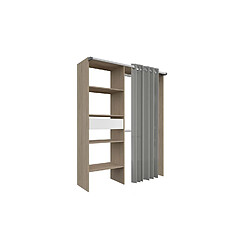 Concept Usine Dressing rideau, 4 étagères, 2 penderies et 1 tiroir 143x48x182 chêne PARIS