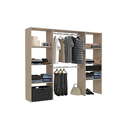 Concept Usine Dressing bois avec 6 étagères, 1 tiroir et 2 penderies : 220 x 40 x 180 cm ELYSEE