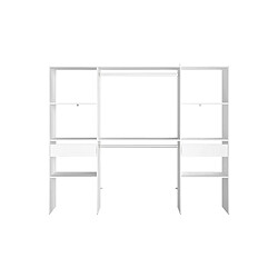 Concept Usine Grand dressing blanc avec 2 penderies, 6 étagères et 2 tiroirs ELYSEE