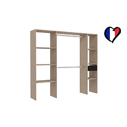 Avis Concept Usine Dressing bois avec 6 étagères, 1 tiroir et 2 penderies : 198 x 40 x 180 cm ELYSEE