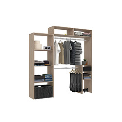 Concept Usine Dressing bois extensible avec penderie, étagères et tiroirs ELYSEE