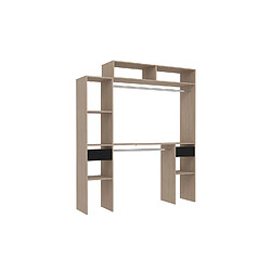 Concept Usine Dressing bois extensible avec 2 penderies, 4 étagères et 2 tiroirs ELYSEE