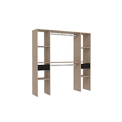 Concept Usine Dressing bois avec 6 étagères, 2 tiroirs et 2 penderies : 180 x 40 x 180 cm ELYSEE