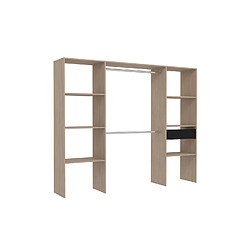 Concept Usine Dressing bois avec 6 étagères, 1 tiroir et 2 penderies : 220 x 40 x 180 cm ELYSEE