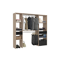 Concept Usine Dressing bois avec 2 penderies, 6 étagères et 2 tiroirs ELYSEE