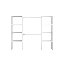 Concept Usine Dressing blanc 6 étagères, 2 penderies 220 x 40 x 180 cm ELYSEE