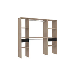 Concept Usine Dressing bois avec 2 penderies, 6 étagères et 2 tiroirs ELYSEE