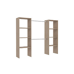 Concept Usine Dressing bois avec 6 étagères et 2 penderies : 220 x 40 x 180 cm ELYSEE