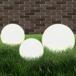 vidaXL Jeu de lampe boule LED 3 pcs PMMA 20/30/40 cm