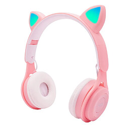 Universal Casque Chat Bluetooth LED Rose Casque oreille chat LED - Bluetooth 5.0 - Conception pliable - Son HiFi