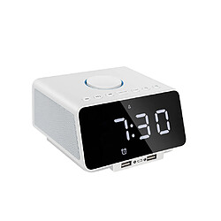 K9 Bluetooth Réveil Haut-parleur avec Radio FM et charge double USB Noir / Blancblanc