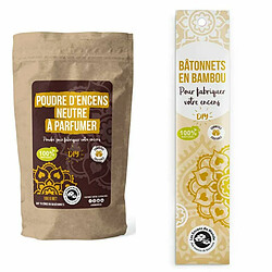 Encens Du Monde 100 Bâtonnets de Bambou + Poudre Neutre Aromandise