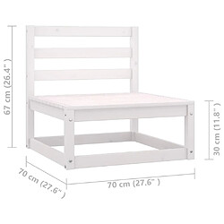 vidaXL Salon de jardin 3 pcs avec coussins Blanc Bois de pin massif pas cher