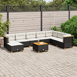 vidaXL Salon de jardin 9 pcs Noir