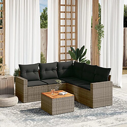 vidaXL Ensemble Salon Jardin 6 pcs - Gris Salon de jardin - Résine tressée grise - Table en bois d'acacia - Modulable