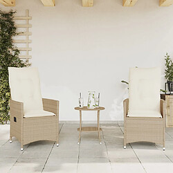 Avis Vidaxl Ensemble de Bistro 3 pcs avec Coussins - Beige / Résine Tressée