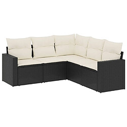 vidaXL Salon de jardin 5 pcs avec coussins noir
