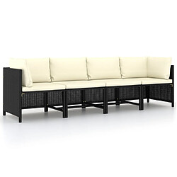 VIDAXL Canapé de jardin 4 places - Noir