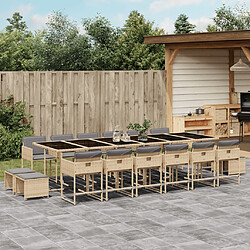 vidaXL Ensemble à manger jardin 17 pcs Beige