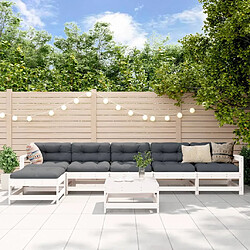 vidaXL Salon de jardin 7 pcs Blanc