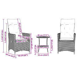 Vidaxl Ensemble de Bistro 3 pcs avec Coussins - Beige / Résine Tressée pas cher