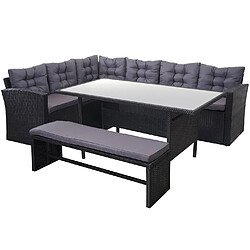 Decoshop26 Salon de jardin avec banc - Gris pas cher