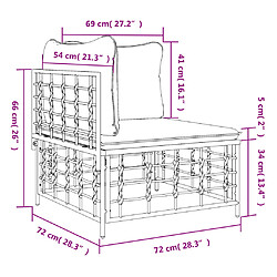 vidaXL Canapé d'angle de jardin avec coussin gris foncé résine tressée pas cher