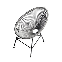 Acheter Concept Usine Salon de jardin 2 fauteuils ronds et table basse gris ACAPULCO