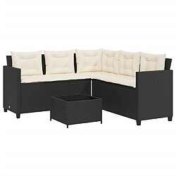 vidaXL Canapé de jardin en forme de L avec table - Noir