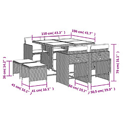 vidaXL Ensemble salon jardin 9pcs résine tressée pas cher