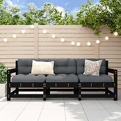 Vidaxl vidaXL Salon de jardin 3 pièces - Noir bois massif Salon de jardin modulable 3 pièces - Bois de pin massif - Sans coussins