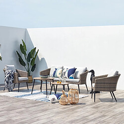 Concept Usine Salon de jardin 5 places - Beige et Noir