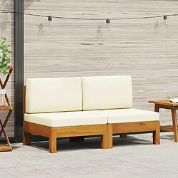 vidaXL Canapés centraux 2 pcs Bois d'acacia - Blanc crème