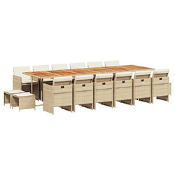 vidaXL Ensemble à manger Poly Rotin - Beige