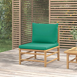 Canapé de jardin centrale vidaXL - Bambou - Coussins verts
