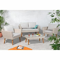 Salon de jardin résine tressée bois acacia Mira 4 personnes